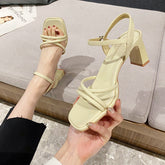 Sandalias altas y abiertas con punta cuadrada de verano para mujer